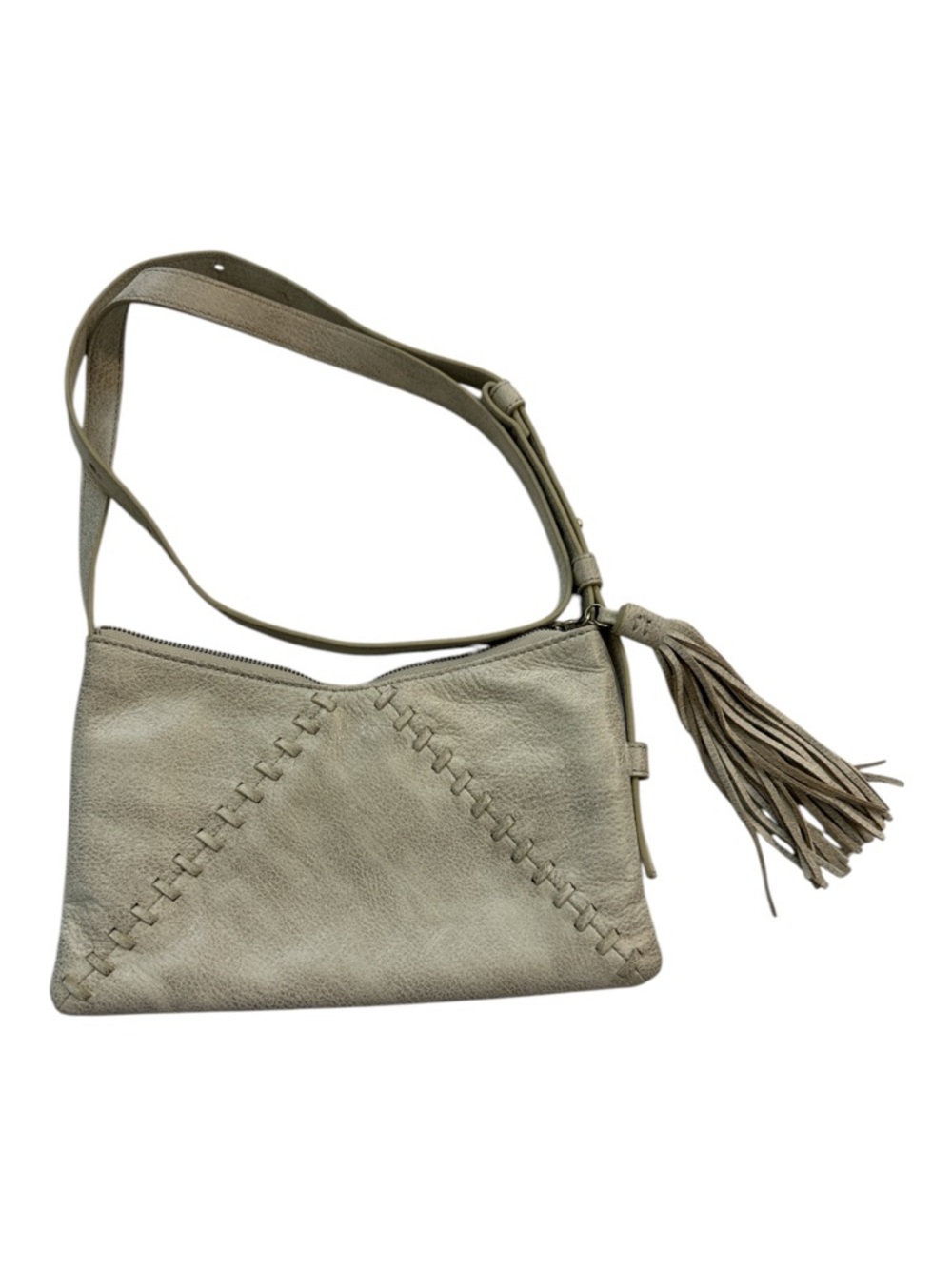 HOBO Cream Leather Crossbody with Tassel and Whipstitch Detail - Picture 4 of 6